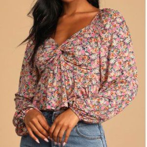 NWT Pink Multi Floral Print Long Sleeve Top
